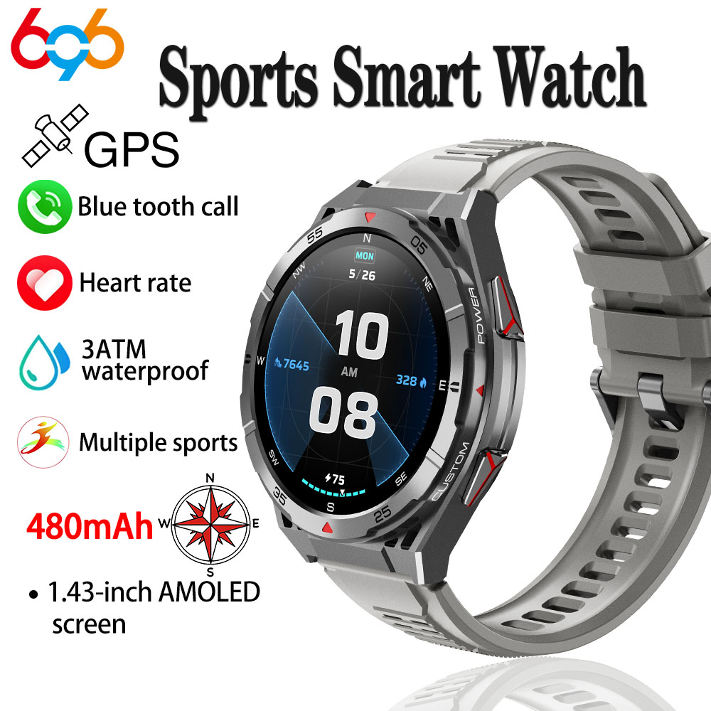 Smartwatch Faces - GPS,スポーツコンパス,気圧,Bluetooth通話,Amoled Screen,480mAh,新品を備えた防水スマートウォッチ