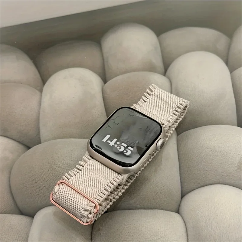 Solo Loop Strap - 女性レース弾性ナイロンバンド Apple Watch ダイヤル 38/40/41mm 42/44/45/46/49mm