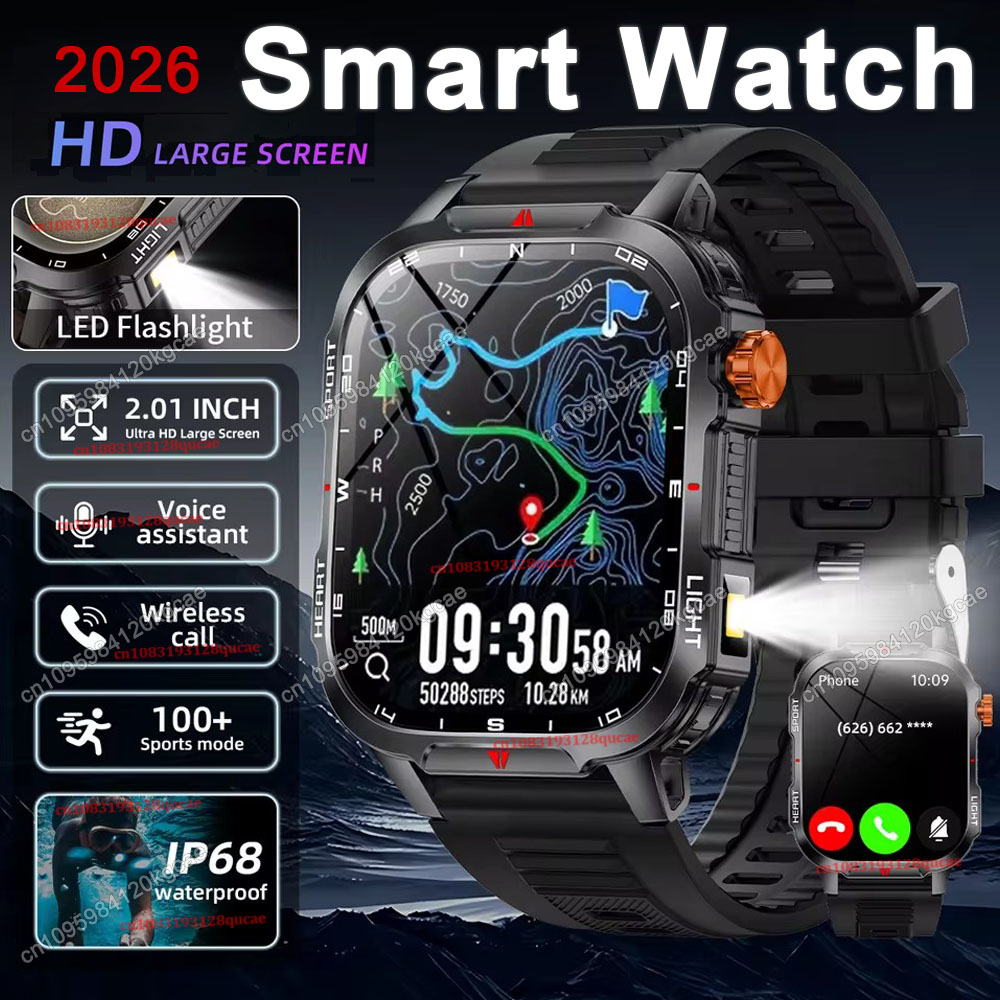 Smartwatch X12 - 2026 新しい頑丈な軍事 GPS スマートウォッチ男性 Bluetooth 通話健康監視スポーツ