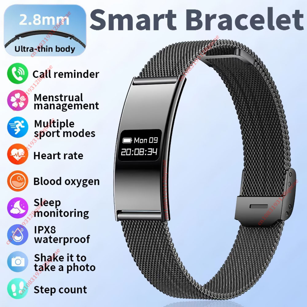 Smartwatch X12 - 2026年新型スマートブレスレット超薄型心拍数血中酸素睡眠モニター防水スマートウォッチスポーツ女性男性スマートバンドHw12