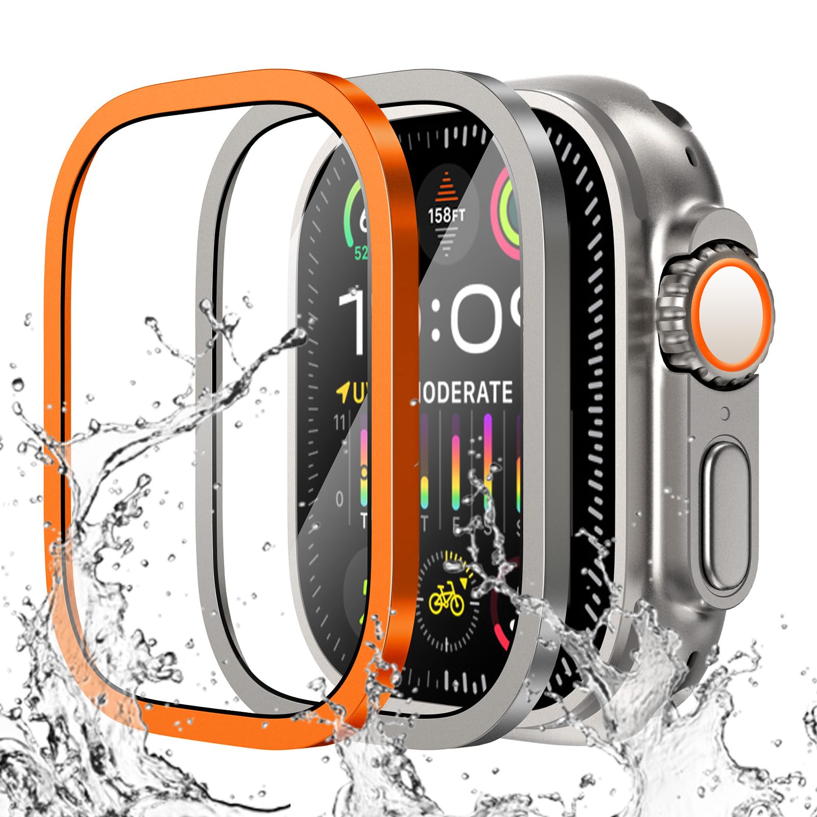 Smartwatch Watch Accessories For Women - Apple Watch用の傷防止強化ガラス,チタンメタルフレーム,スクリーンプロテクター,アクセサリー,ウルトラシリーズ2,49mm