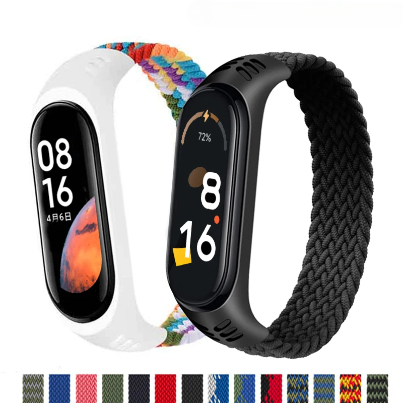 Solo Loop Strap - Xiaomi Mi Band 6 7用ストラップ ナイロン製編み込みソロループ