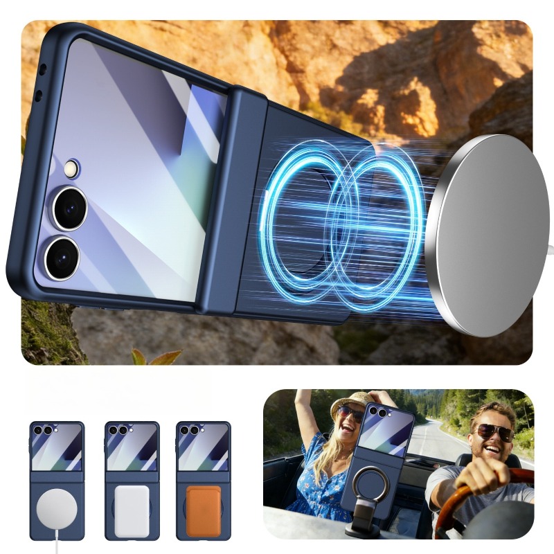 Magnetic Charging Stand - 高級高品質回転スタンドマット、Magsafe対応ケース、Samsung Galaxy Z Flip 7/6/5用、ワイヤレス充電対応ビジネススタイルカバー