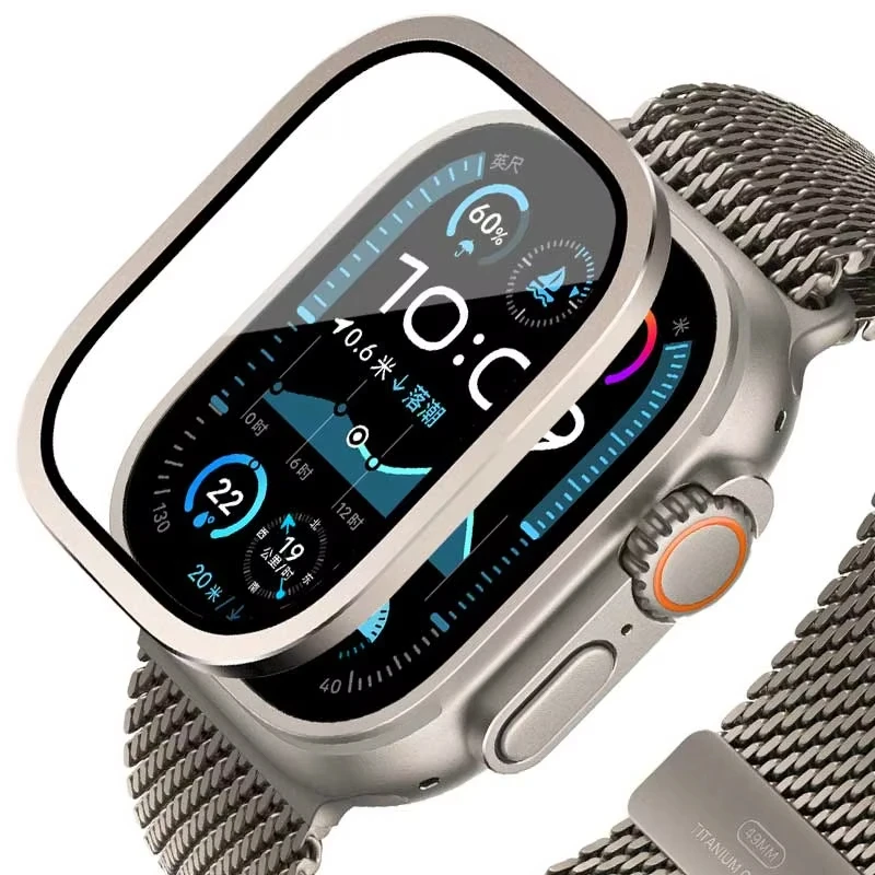 Smartwatch Watch Accessories For Women - Apple Watch Ultra 49mm 用強化ガラス チタンメタルフレーム