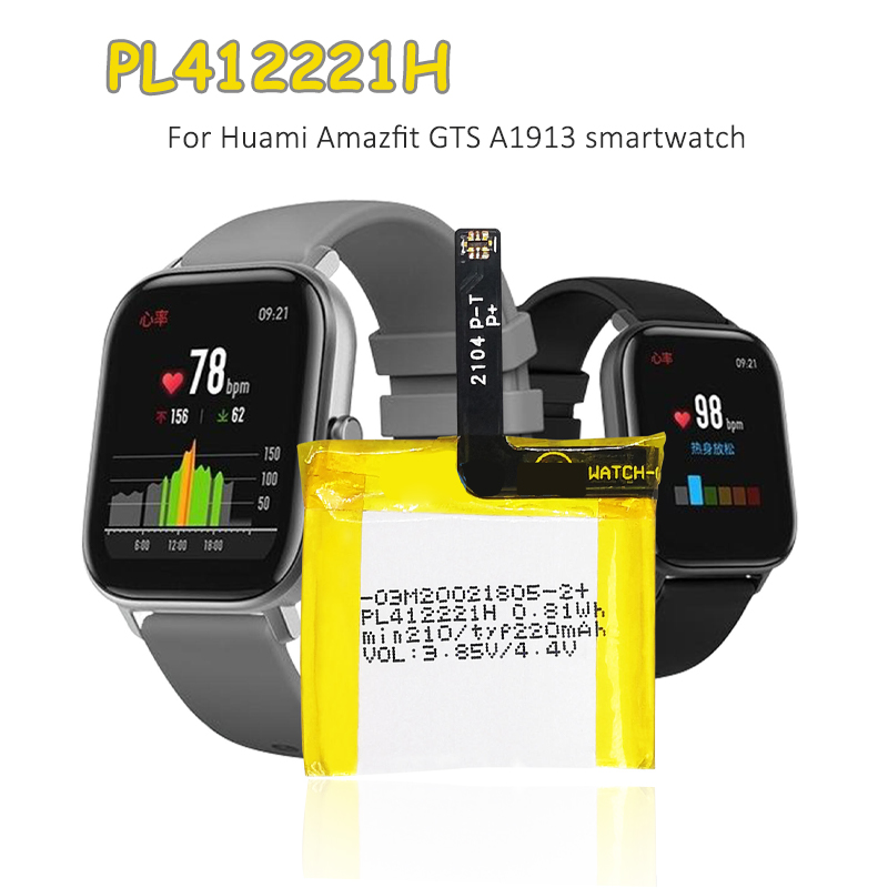 Smartwatch A1914 - PL412221Hバッテリー 220mAh 3.85V交換用リチウムイオンポリマーバッテリー Huami Amazafit GTS