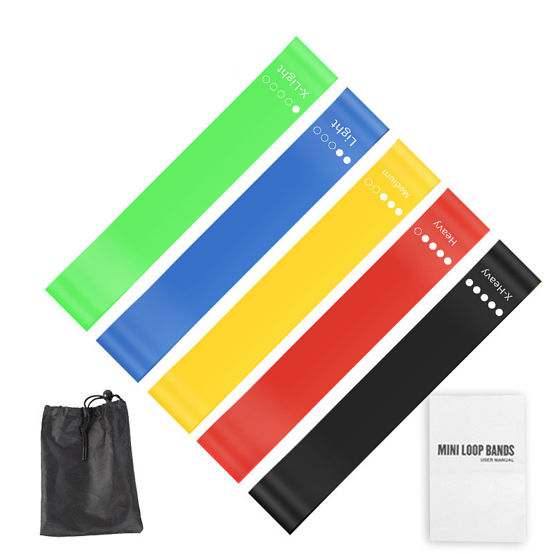 Milanaise Mesh Band - 5本セット TPEレジスタンスバンドセット 収納バッグ＆マニュアル付き、ヨガ・ピラティス・筋力トレーニング・ホームジム用伸縮性エクササイズバンド