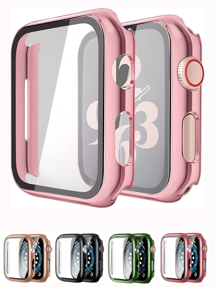 Smartwatch Watch Accessories For Women - Apple Watch用ガラスおよびケース,保護バンパー,iwatchシリーズ9,8,7,6,5,4,se,41mm, 45mm, 44mm 40mm, 42mm,