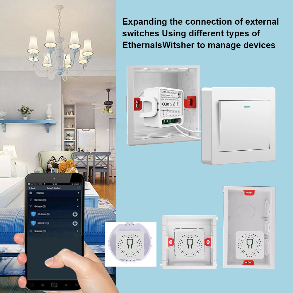 Tuya WiFiスマートスイッチ 1/2/3/4連 4ウェ - Smart Accessories のレビューと価格