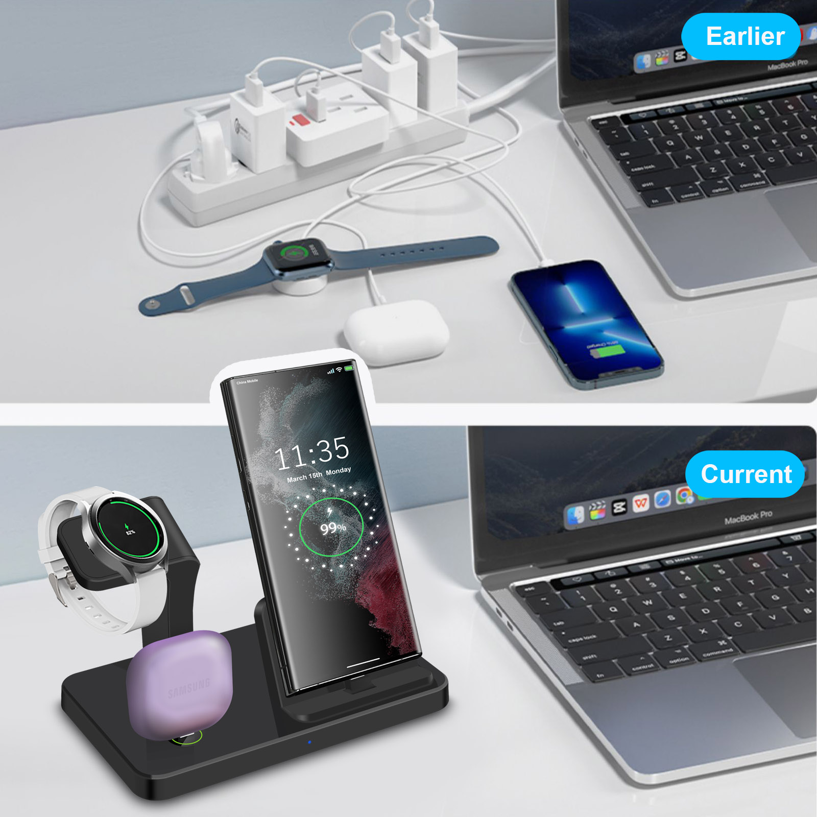 デスク用3-in-1 Type Cポートワイヤレス充電ドック - Smartwatch Ac のレビューと価格