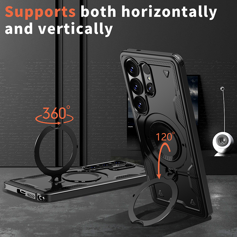 360 °   回転スタンド付き耐衝撃スマホケース Sams - Magnetic Charging Stand のレビューと価格