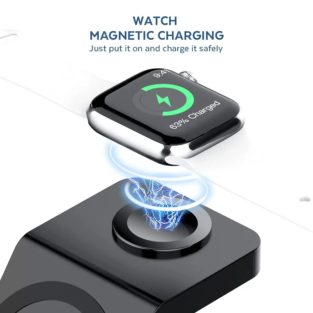 3in1 ワイヤレス充電スタンド 携帯電話ホルダー iPho - Smartwatch Ac のレビューと価格