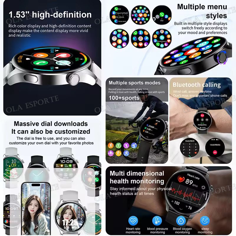 男女兼用新型スマートウォッチ BT通話 メッセージ通知 健康 - Smartwatch Faces のレビューと価格