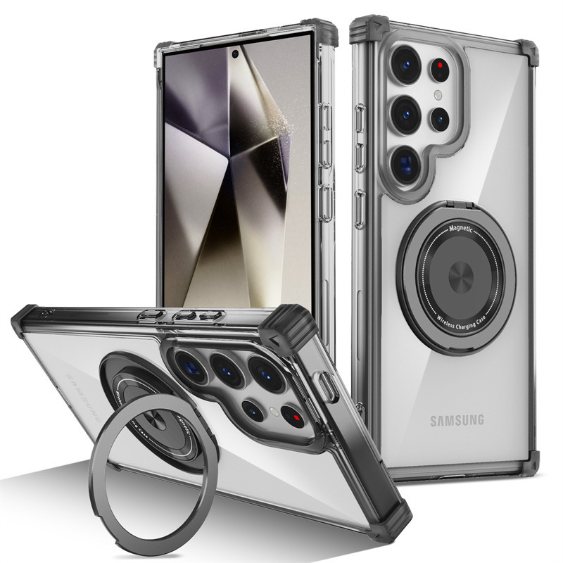 360 ° 回転式磁気ワイヤレス充電スタンド付きクリアケース - Magnetic Charging Stand のレビューと価格