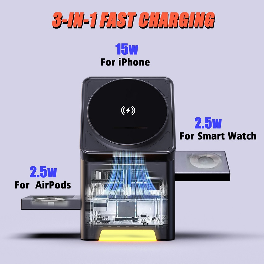 3 in 1 マグネット式ワイヤレス充電器 折りたたみ式 1 - Smartwatch Ac のレビューと価格
